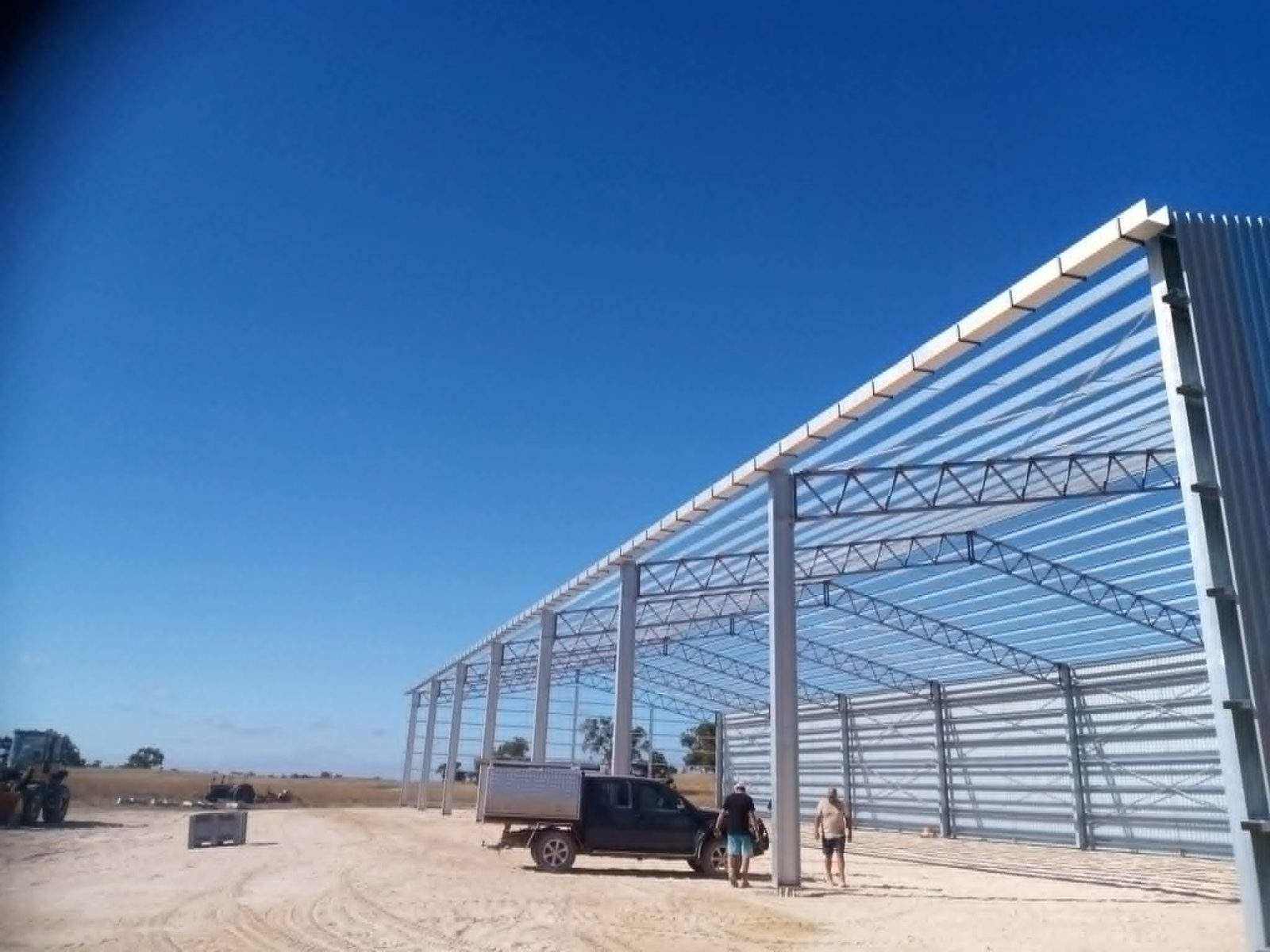 Steel shed frame under construction during a build by Trevarth Garages